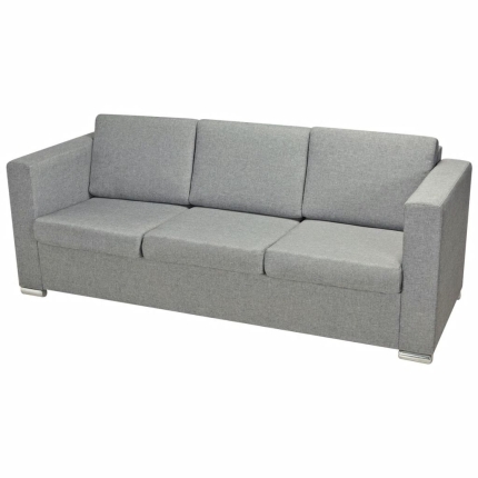 3-Seater Sofa Fabric Light Grey - Image 3
