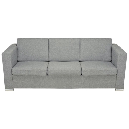 3-Seater Sofa Fabric Light Grey - Image 4