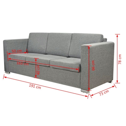 3-Seater Sofa Fabric Light Grey - Image 7