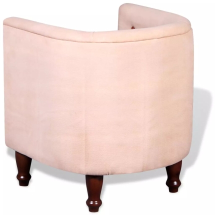 Tub Chair Beige Real Leather and Canvas - Image 3