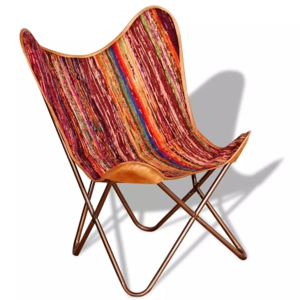 Butterfly Chair Multicolour Chindi Fabric - Image 2