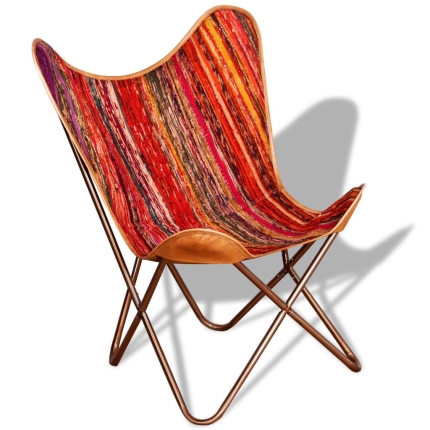 Butterfly Chair Multicolour Chindi Fabric - Image 3