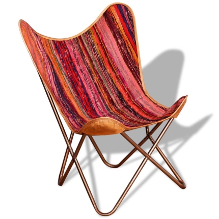 Butterfly Chair Multicolour Chindi Fabric - Image 4