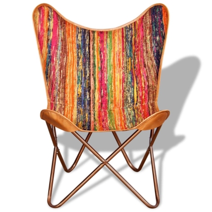 Butterfly Chair Multicolour Chindi Fabric - Image 6