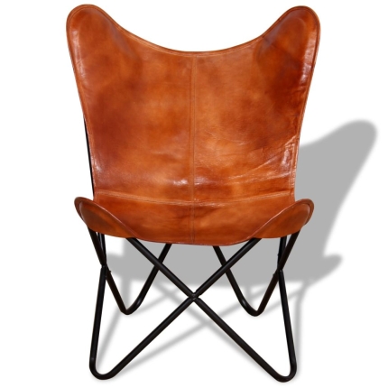 Butterfly Chair Brown Real Leather - Image 2