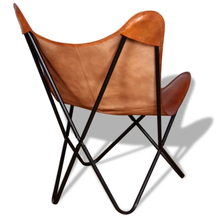 Butterfly Chair Brown Real Leather - Image 3