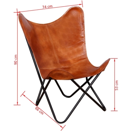 Butterfly Chair Brown Real Leather - Image 5