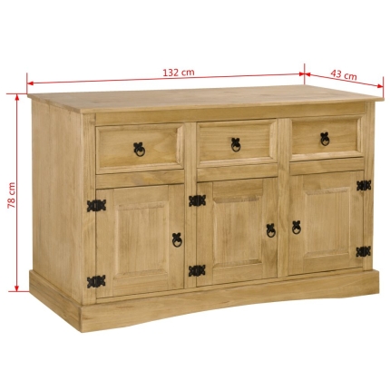 Sideboard Solid Mexican Pinewood Corona Range 132x43x78 cm - Image 8