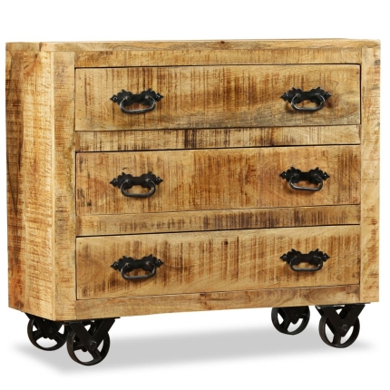 Sideboard with 3 Drawers Rough Mango Wood - Image 7