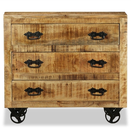 Sideboard with 3 Drawers Rough Mango Wood - Image 10