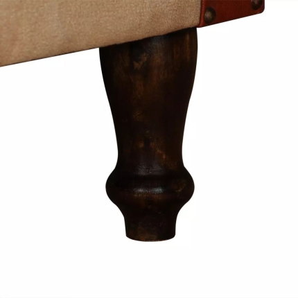 Armchair Brown and Beige Real Leather and Fabric - Image 5