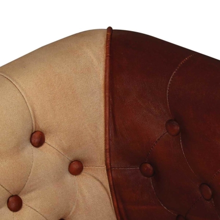 Armchair Brown and Beige Real Leather and Fabric - Image 3
