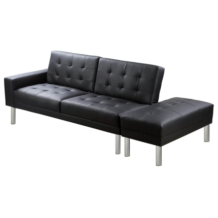 Sofa Bed Artificial Leather Black - Image 2