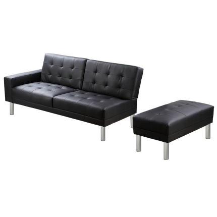 Sofa Bed Artificial Leather Black - Image 3