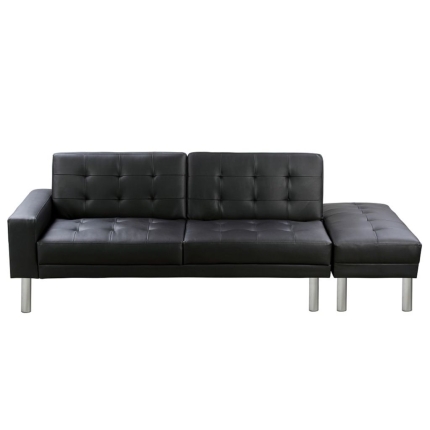 Sofa Bed Artificial Leather Black - Image 5