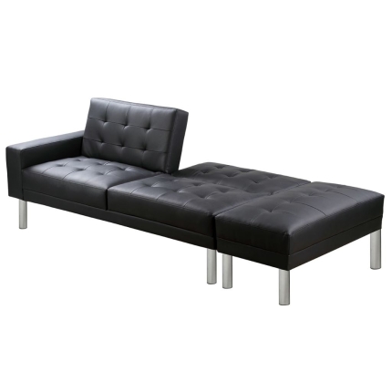 Sofa Bed Artificial Leather Black - Image 8