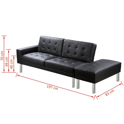Sofa Bed Artificial Leather Black - Image 10