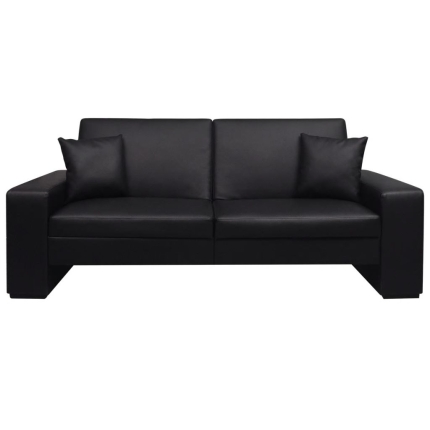 Sofa Bed Black Artificial Leather - Image 3