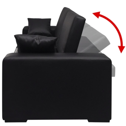 Sofa Bed Black Artificial Leather - Image 4
