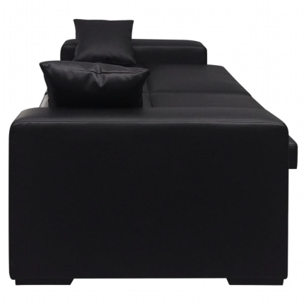 Sofa Bed Black Artificial Leather - Image 5