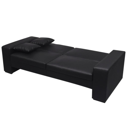 Sofa Bed Black Artificial Leather - Image 6
