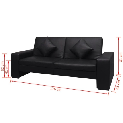 Sofa Bed Black Artificial Leather - Image 7