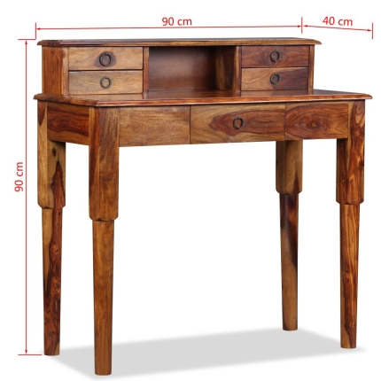 Writing Desk with 5 Drawers Solid Sheesham Wood 90x40x90 cm - Image 9