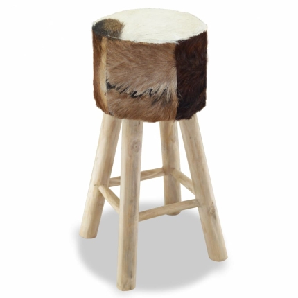 Bar Stool Real Leather and Solid Teak Wood - Image 3