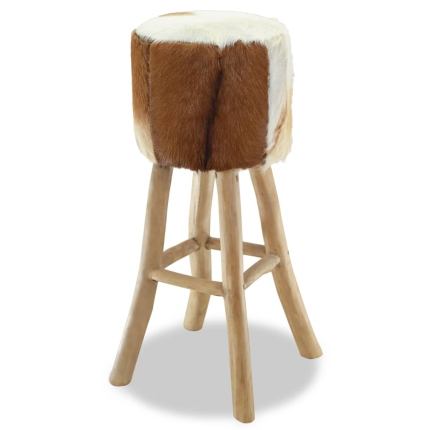 Bar Stool Real Leather and Solid Teak Wood - Image 5