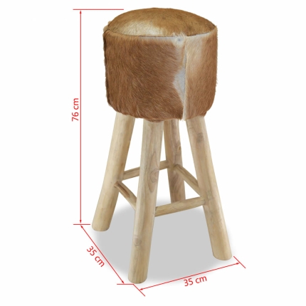 Bar Stool Real Leather and Solid Teak Wood - Image 8