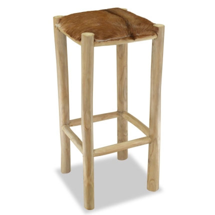 Bar Stool Real Leather and Solid Teak Wood - Image 4