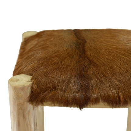 Bar Stool Real Leather and Solid Teak Wood - Image 6