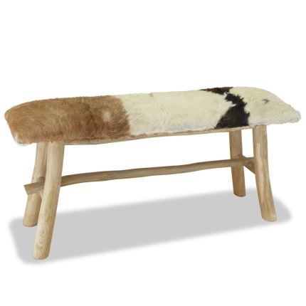 Bench Real Leather Teak - Image 2
