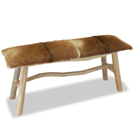 Bench Real Leather Teak - Image 3