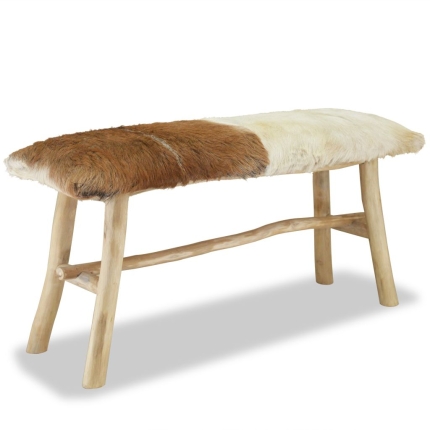 Bench Real Leather Teak - Image 4