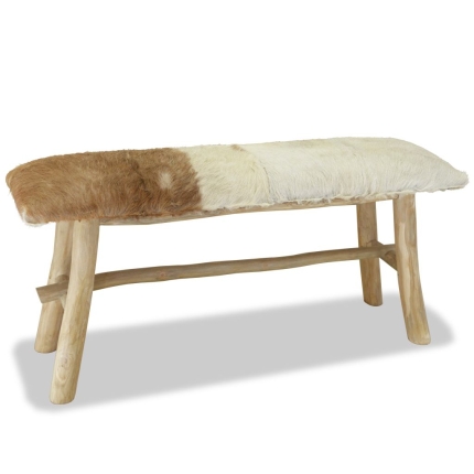 Bench Real Leather Teak - Image 5