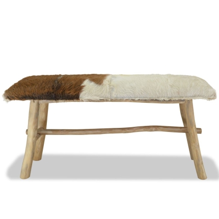 Bench Real Leather Teak - Image 6