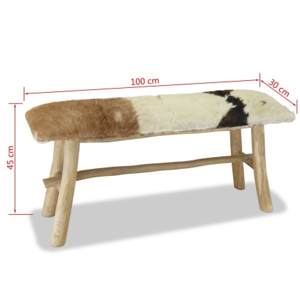 Bench Real Leather Teak - Image 8