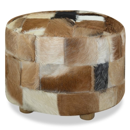 Pouffe Genuine Leather Round 50x50x45 cm - Image 2