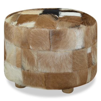 Pouffe Genuine Leather Round 50x50x45 cm - Image 4
