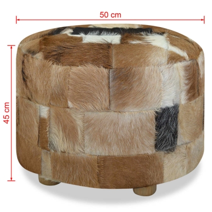Pouffe Genuine Leather Round 50x50x45 cm - Image 7