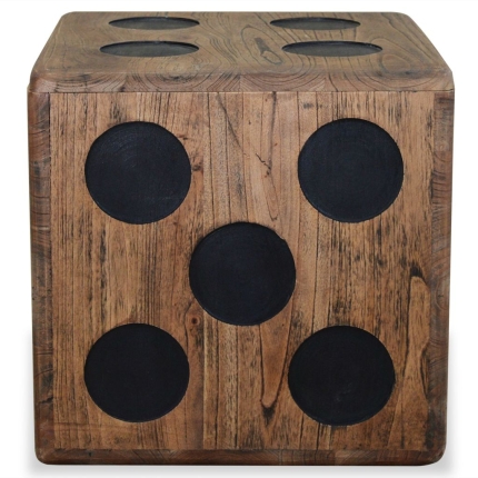 Storage Box Mindi Wood 40x40x40 cm Dice Design - Image 2