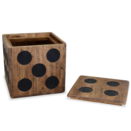 Storage Box Mindi Wood 40x40x40 cm Dice Design - Image 3