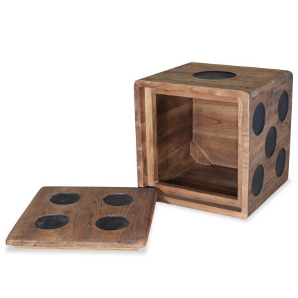 Storage Box Mindi Wood 40x40x40 cm Dice Design - Image 4