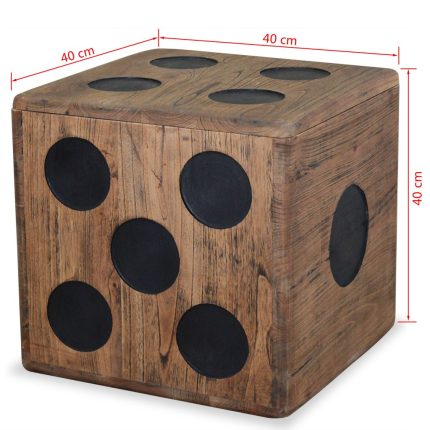 Storage Box Mindi Wood 40x40x40 cm Dice Design - Image 5