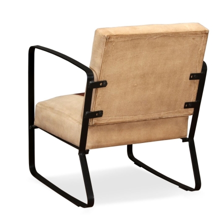 Lounge Chair Brown Genuine Leather and Canvas - Image 5