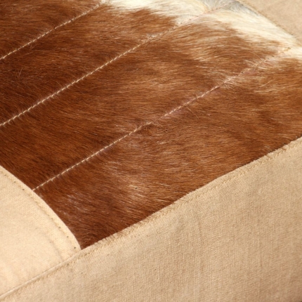 Lounge Chair Cream Genuine Goatskin and Canvas - Image 2