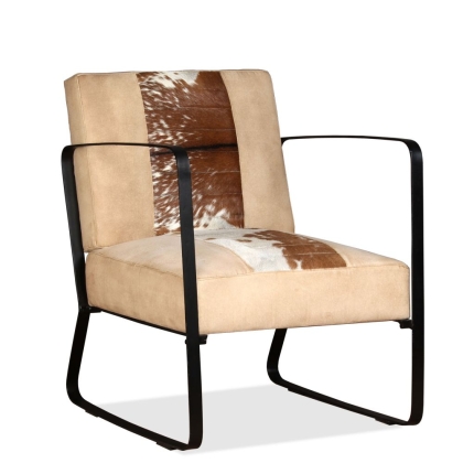 Lounge Chair Cream Genuine Goatskin and Canvas - Image 5