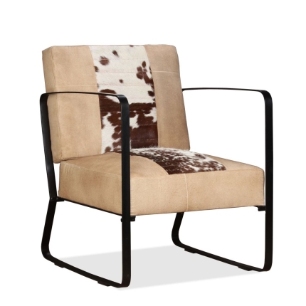 Lounge Chair Cream Genuine Goatskin and Canvas - Image 7