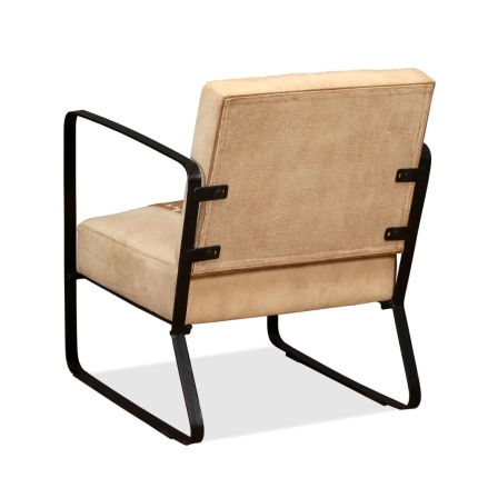 Lounge Chair Cream Genuine Goatskin and Canvas - Image 8